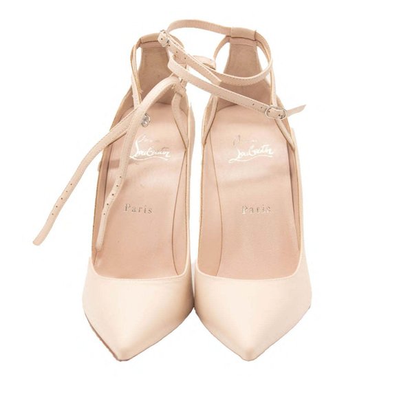 NEW Christian Louboutin Conclusive Pointed Toe Ankle Strap Pump Leche EU 38 - Picture 7 of 10